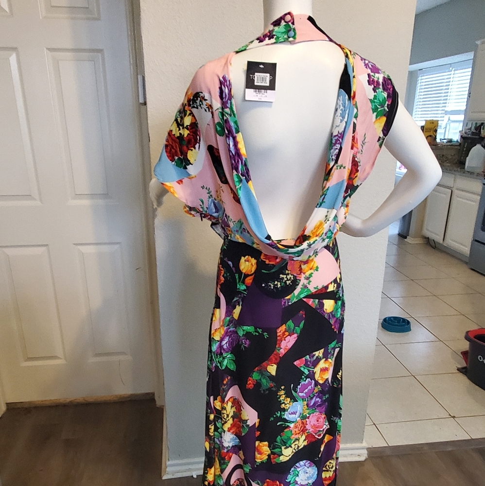 TOPSHOP OPENBACK MULTI PATTERN DRESS